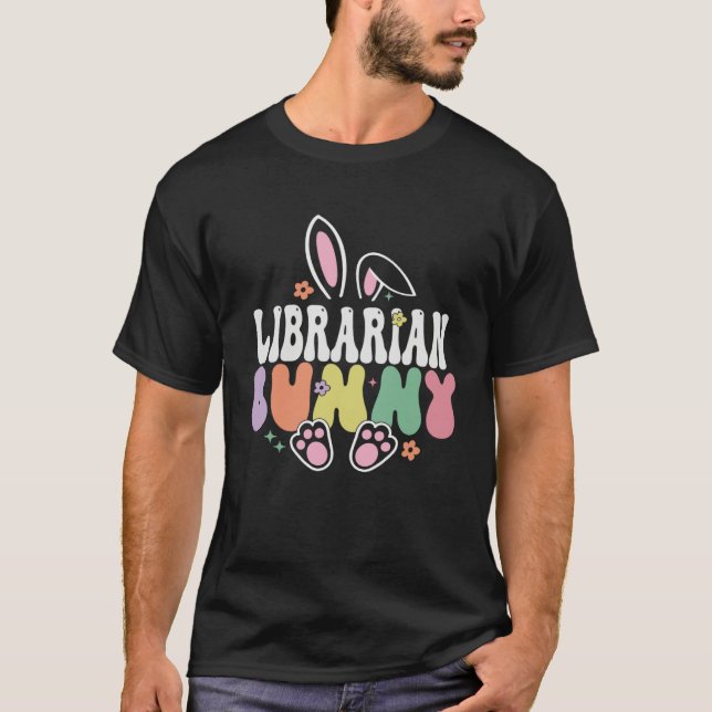 T-shirt Librarian Bunny  Easter Day Groovy Family Matching (Devant)