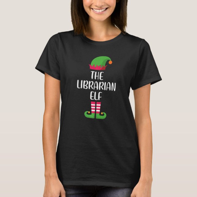 T-shirt Librarian Elf Family Matching Group Christmas Paja (Devant)