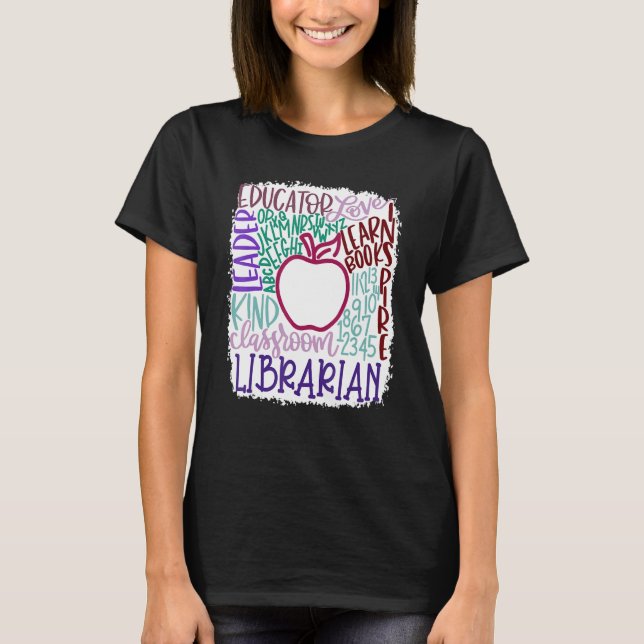 T-shirt Librarian Teacher In Typography Teacher Back 2 Sch (Devant)