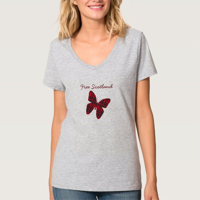T-shirt libre de papillon de tartan de l'Ecosse (Devant)