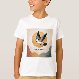 T-shirt Libre en tant qu'oiseau - Hirondelle stylisée avec