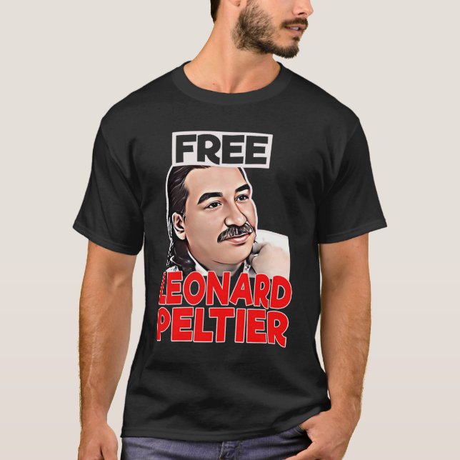 T-shirt LIBRE LEONARD PELTIER liberté prison rétro (Devant)