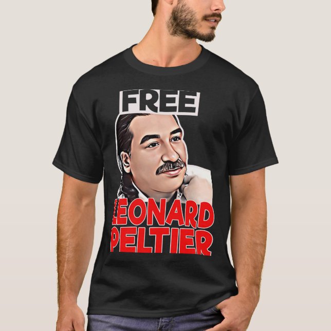 T-shirt LIBRE LEONARD PELTIER liberté prison rétro (Devant)