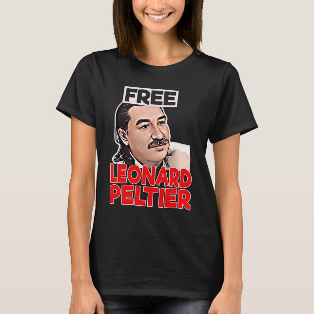 T-shirt LIBRE LEONARD PELTIER liberté prison rétro (Devant)