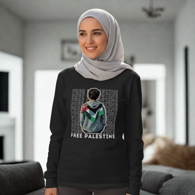 T-shirt LIBRE PALESTINE musulmane femme à manches longues  (Créateur téléchargé)