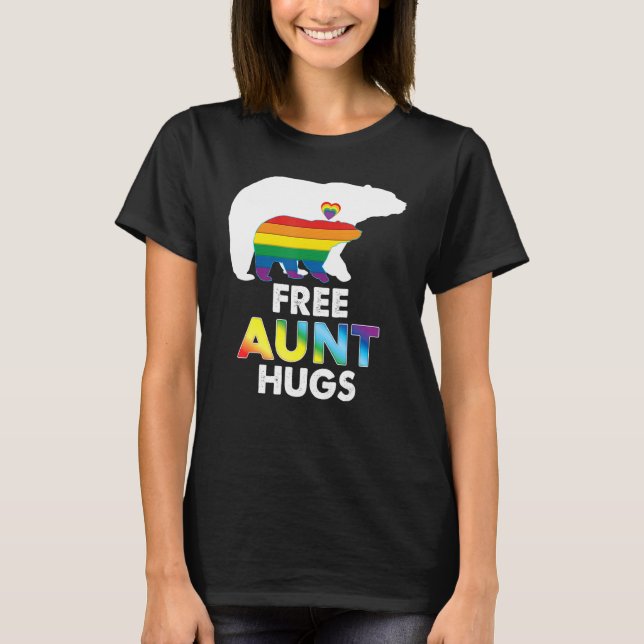 T-shirt Libre Tante Hugs Rainbow Bear Lgbt Pride Gay Lesbi (Devant)