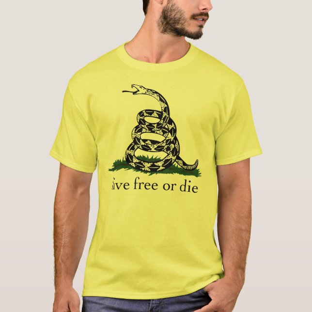 T-shirt Libres vivants de drapeau de Gadsden ou meurent (Devant)