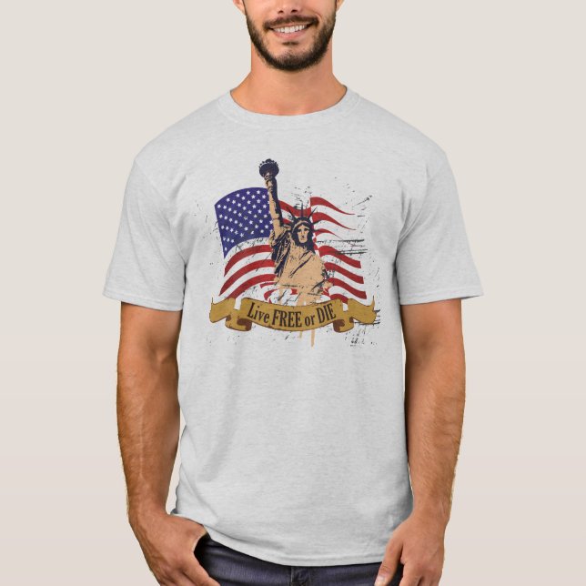 T-shirt Libres vivants ou meurent drapeau américain de (Devant)