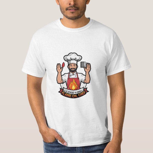 T-shirt Licence de grill - Flamme allumée, Tee de dessin d (Devant)