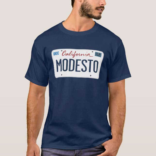 T-shirt Licence Plate Modesto California T Shirt (Devant)