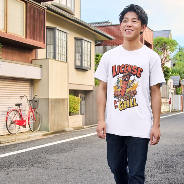 T-shirt License to Grill Funny BBQ Pun Parody (Créateur téléchargé)