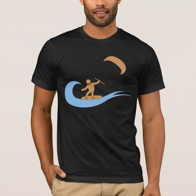 T-shirt L'icône de kitesurf de cool de vague (Devant)