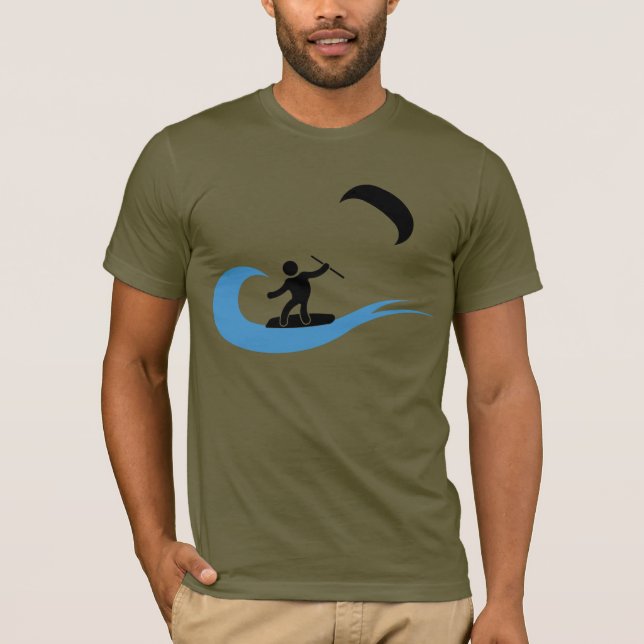 T-shirt L'icône de kitesurf de cool de vague (Devant)