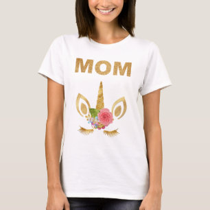 T-shirt Licorne à paillettes dorées Anniversaire Maman