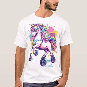 T-shirt Licorne à patins à roulettes rétro (1)