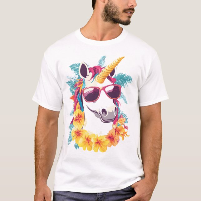 T-shirt Licorne Aloha Hawaïenne (Devant)