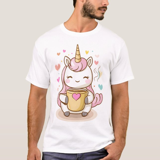T-shirt Licorne amatrice de café (1) (Devant)