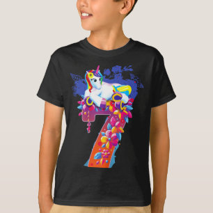 T-shirt licorne anniversaire fille 7 ans heureux