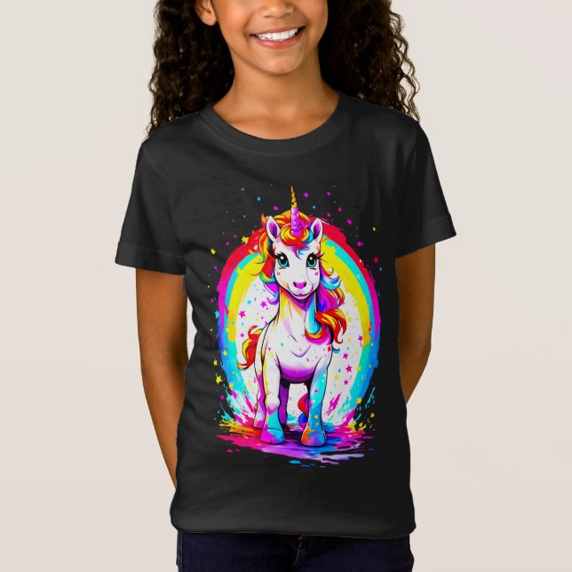 T-Shirt licorne arc-en-ciel (Devant)
