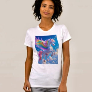 T-shirt Licorne arc-en-ciel ailée dansante