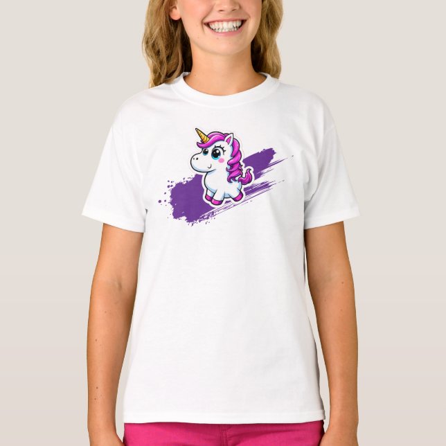 T-shirt Licorne arc en ciel Skateboard (Devant)