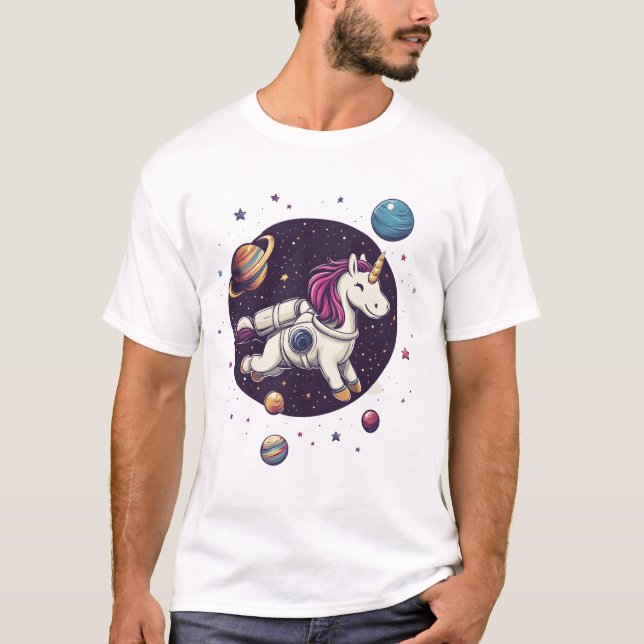 T-shirt Licorne Astronaute Spatiale (1) (Devant)