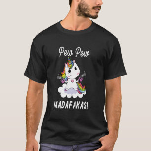 T-shirt Licorne aux pistolets Fantaisie Pew Pew enfoirés