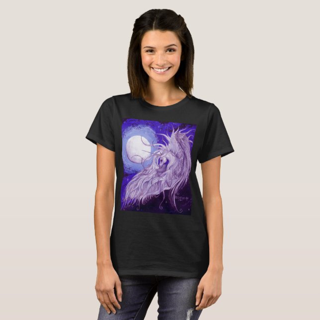 T-shirt Licorne avec la lune (Devant entier)
