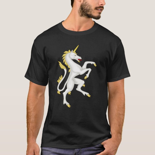 T-shirt Licorne avec le klaxon et la queue d'or (Devant)