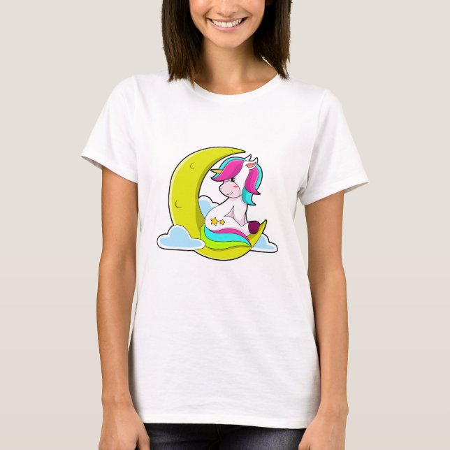T-shirt Licorne avec Nuages & Lune (Devant)