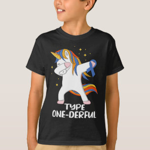 T-shirt Licorne avec ruban bleu diabète de type 1 DT1 Type