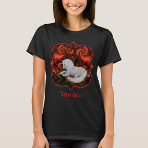 T-shirt Licorne blanche Fractale rouge Cheval de fantaisie