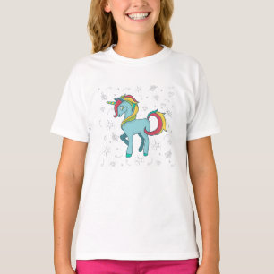 T-shirt Licorne Bleue avec Gribouillis