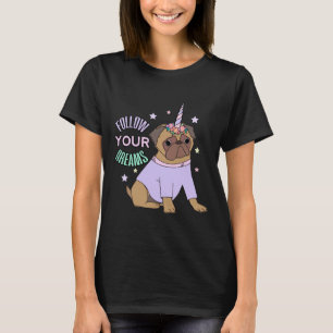 T-shirt Licorne Carlin Suivez Vos Rêves Classe Rose Pugico