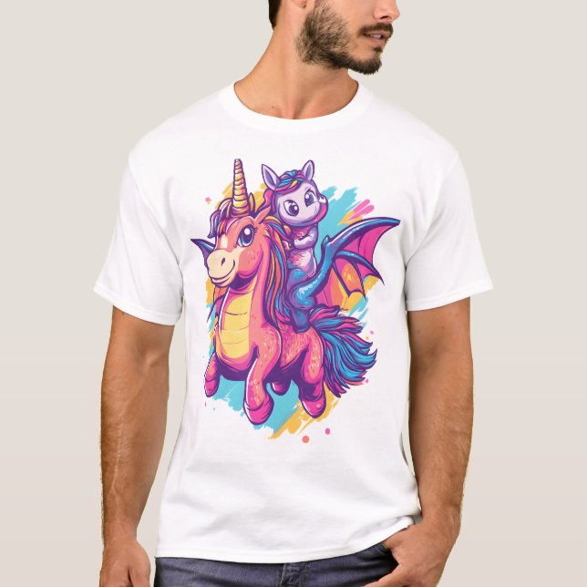 T-shirt Licorne Cavalier de Dragon (1) (Devant)
