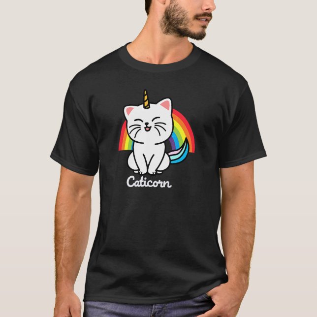 T-shirt Licorne Chat Caticorne Arc-en-ciel (Devant)