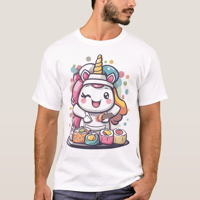 T-shirt Licorne Chef Sushi (1) (Devant)