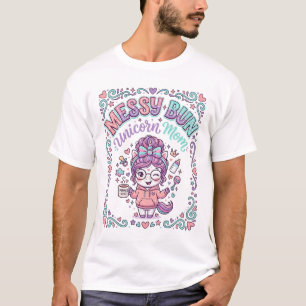 T-shirt Licorne Chignon Messy Maman Licorne Rétro Style Gr