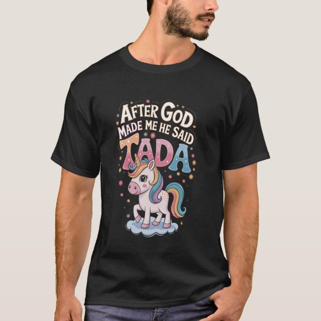 T-shirt Licorne chrétienne drôle design Ta-da (Devant)