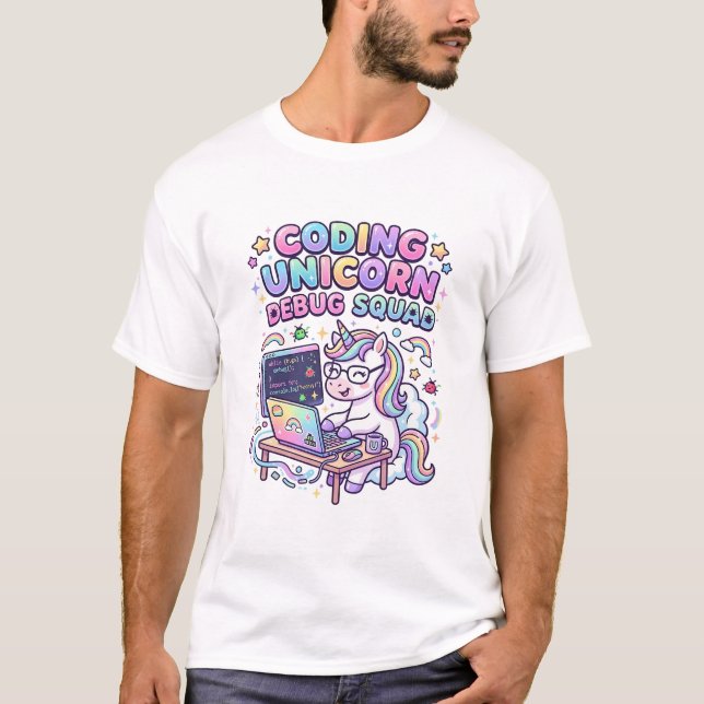 T-shirt Licorne Coding Licorne Debug Squad Marché Charmeur (Devant)