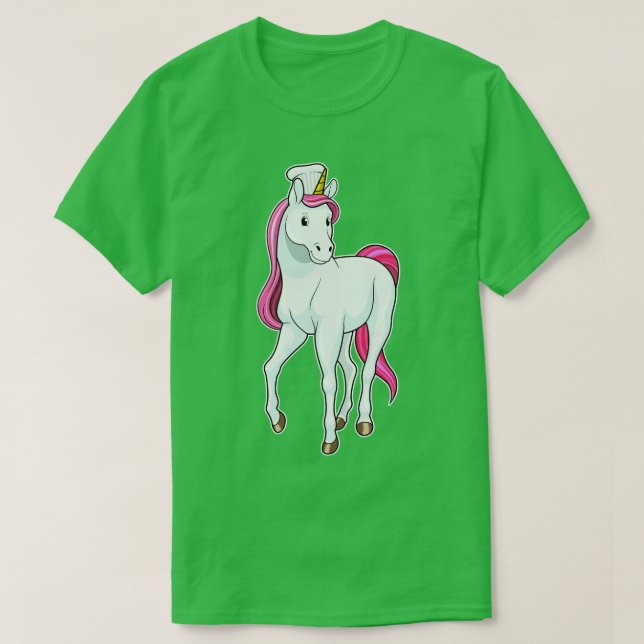 T-shirt Licorne comme cuisinier avec chapeau de chef (Design devant)