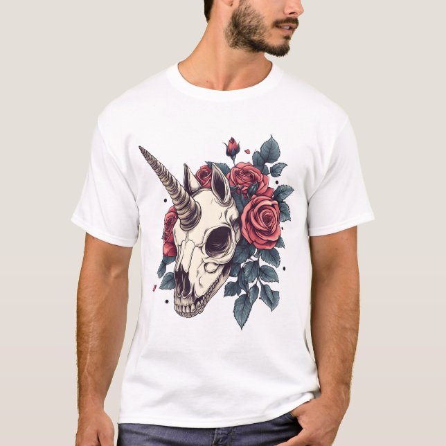 T-shirt Licorne crânienne florale (1) (Devant)
