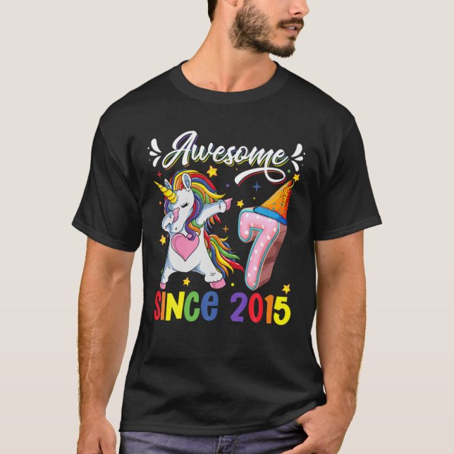 T-shirt Licorne Dabbing 7ème Anniversaire Incroyable 2015  (Devant)