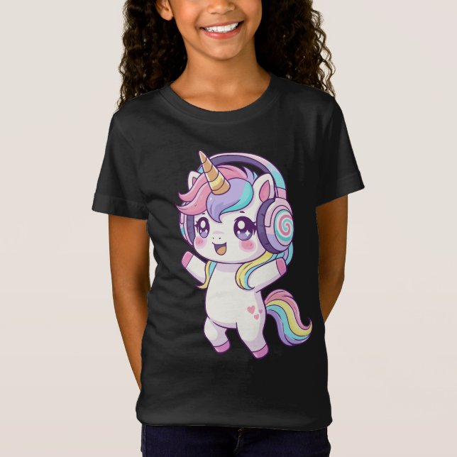 T-Shirt Licorne dansante pastel  (Devant)