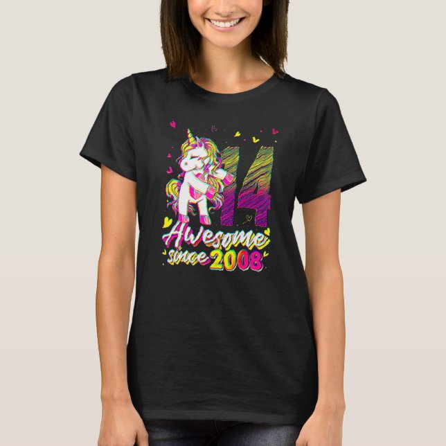 T-shirt Licorne de 14 ans Flossing Anniversaire des 14 ans (Devant)
