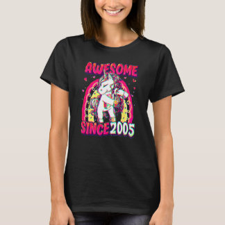 T-shirt Licorne de 17 ans faisant du flossing pour fille d
