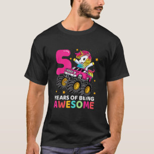 T-shirt Licorne de 5 ans conduisant un camion monstre 5e a