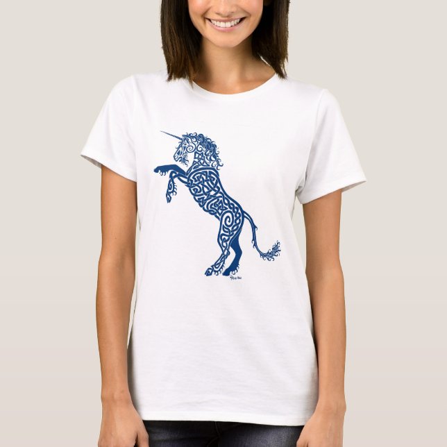 T-shirt Licorne de bleu de Knotwork (Devant)