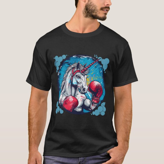 T-shirt Licorne de boxe avec gants de boxe Kickboxing Mign (Devant)