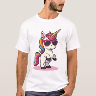 T-shirt Licorne de cartoon arc-en-ciel vintage faisant le 